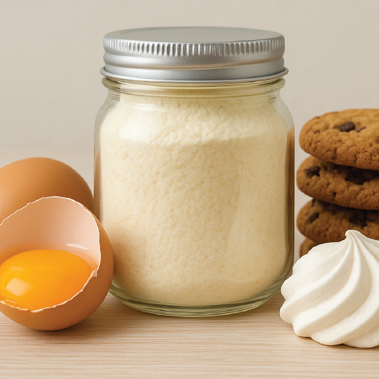 La albúmina de alto batido en polvo, derivada de clara de huevo, es una proteína funcional usada en merengues, esponjados, malteadas, galletas y más. Aporta volumen, textura aireada y estabilidad. Con 80 % de proteína, alta capacidad espumante y excelente rendimiento técnico, es ideal para aplicaciones alimentarias industriales y artesanales.